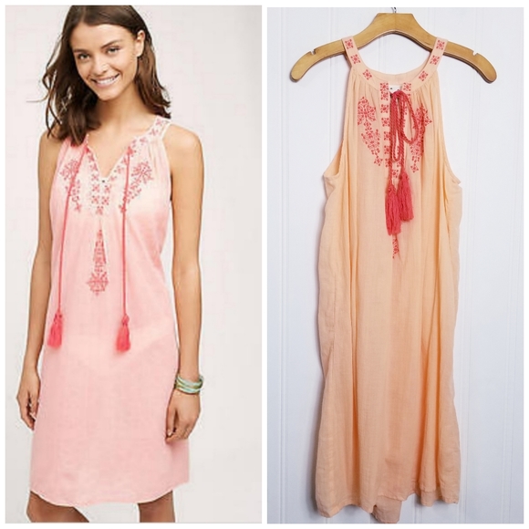Anthropologie Other - Anthro Mermaid Desert Rose Peach Embroidered Beach Tunic Cover Up NWT Size M